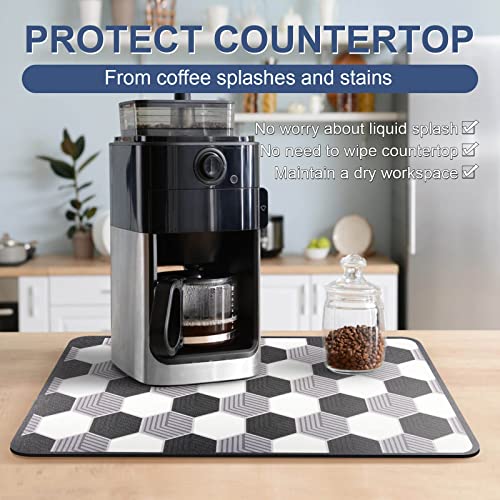Dk177 Dish Drying Mat For Kitchen Counter [Hide Stain] Super Absorbent, Non-Slip, Heat-Resistant, Great For Dishes, Rack Pad, Kitchen Counter, Coffee Maker, Coffee Bar Accessories, 19 X 12 Inch Grid #TOP6