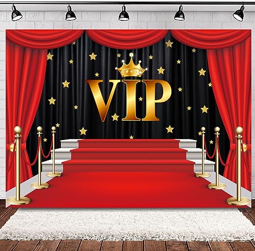 INRUI Tapis Rouge VIP Photographie Toile de Fond de scène Canal Paillettes d'or avec Rideau Fond de scène Décorations pour Les tournages vidéo (2,1 x 1,5 m)