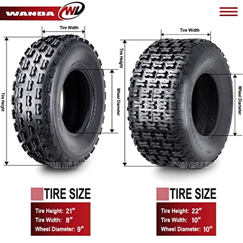 WANDA Full Set ATV tires 21x8-9 21x8x9 front & 22x10-10 22x10x10 Rear 4PR