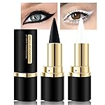 Kaely 2Pcs Black White Gel Eyeliner Pencils Set,Waterproof Eye Liner Pen,Cat Eye Stencil Cat Face Makeup,Eye Black Eyeshadow Palette Stick,Gothic Halloween Makeup,delineador de ojos contra el agua