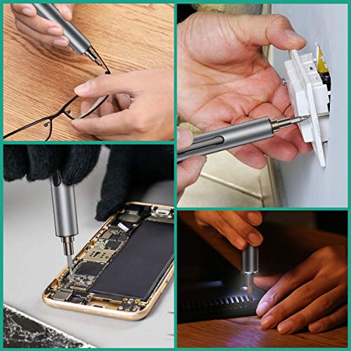 ORIA Electric Screwdriver, 22 in 1 Portable Repair Tools Kit with 20 Bits, Rechargeable Mini Electric Screwdriver with USB Charging, 3 LED Light, Magnetizer for Smartphones, Watches, Toys, Computers