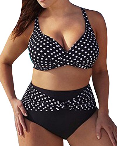 Conjuntos De Bikinis Para Mujer Talla Grande Lunares Conjunto Trajes De Baño De Bikini Push Up Tops Con Briefs Como Imagen 2XL