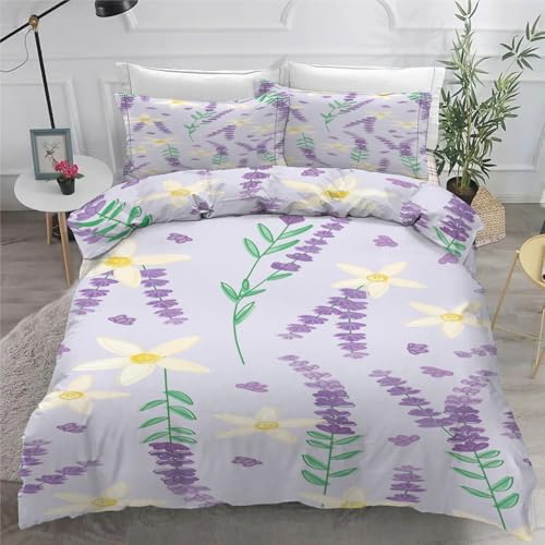Housse de couette violette 90x190 sans repassage zippée facile Kg878