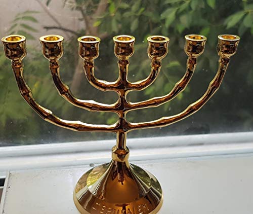 Bluenoemi Gifts from Israel Menorah Jerusalem Gold Plated