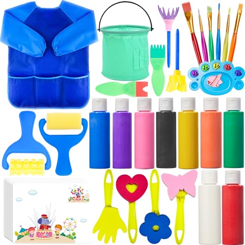 Lubibi Washable Finger Paints Set For Kids Non-Toxic 9 Vibrant Colors(60ml) Baby Safe Paint for Hand and Feet Toddlers Children Paint Sets Drawing Toys Painting Tool for Toddlers Early Education