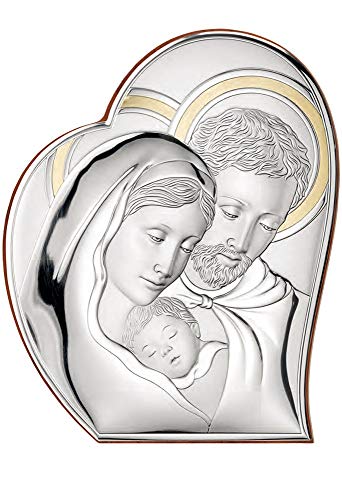 Quadro Sacra Famiglia Argento Bilamina Gold Legno Misura 27X32 81050/5L