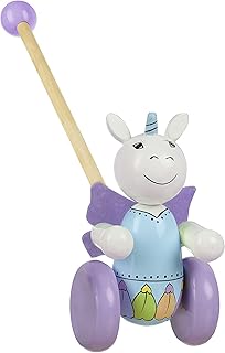 Unicorn Push Along Toy, Animal Push and Pull Along Toys for 1 Year Olds, Wooden Toys, Toddler Toys, Perfect 1st Birthday Gifts For Boy and Girl - Early Development & Activity Toys by Orange Tree Toys