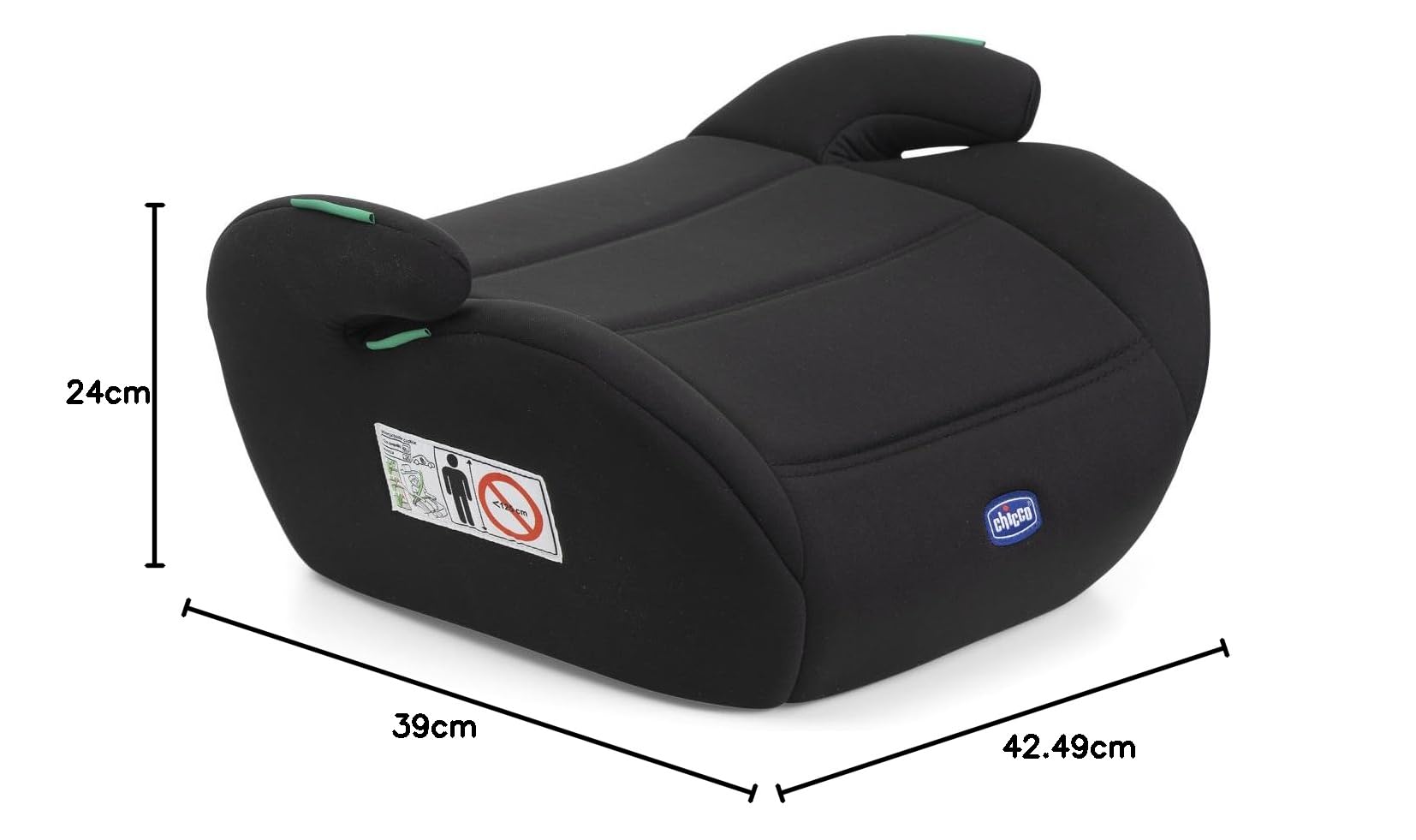 Chicco Quasar i-Size, Silla de Coche para Niños 7-12 Años (126-150 cm), Peso 23-36 kg, Grupo 3, Fácil de instalar con cinturón de seguridad de 3 puntos, Reposabrazos Acolchados y Asiento Cómodo, Negro