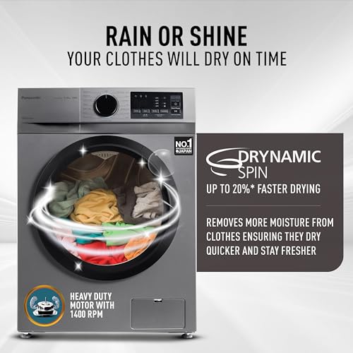 Panasonic 8 kg 5 Star Inverter Fully Automatic Front Loading Washing Machine (NA-148MH2L01, 2024 Model, Dark Silver, Steam, Drynamic Spin) view 2
