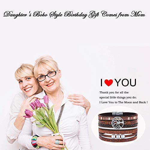 Image of Desimtion Inspirational Tree of Life Boho Leather Wrap Bangle Bracelets for Women, Teen Girl Gifts Trendy Stuff, Fashion Accessories Jewelry Gifts for Women Girls