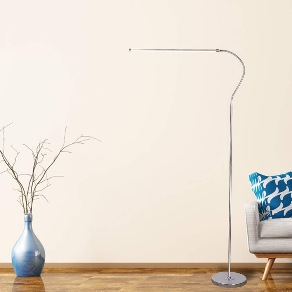 Lampa stojąca LED, nowoczesna ściemniana lampa stojąca z elastyczną szyjką łabędzią, pilot zdalnego sterowania, 3 temperatury barwowe, przełącznik nożny, metalowa lampa stojąca do salonu