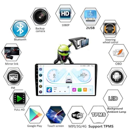 Radio Car Play para Hyundai i10 2014-2017 con pantalla táctil de 9 pulgadas HM607 8 Core 2+64GB 4