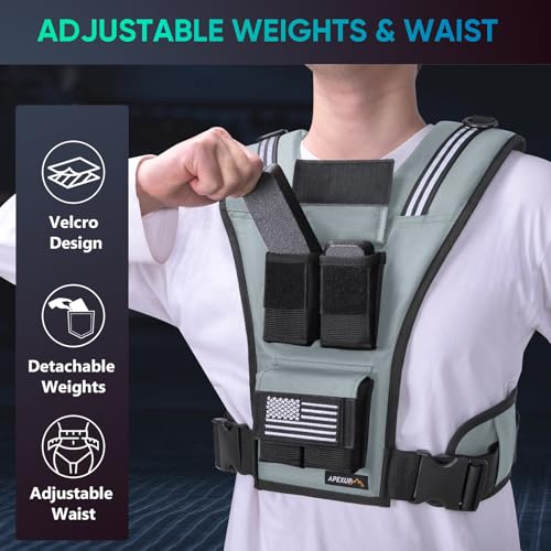 Image of APEXUP Adjustable Weighted Vest Men 20lbs /30lbs /40lbs Weights with Reflective Stripe, Weight Vest Woman Workout Vest for Strength Training Running Walking