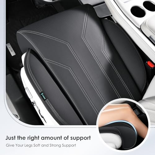 Image of FLORICH Car Seat Extender Leg Support Cushion for Driver Seats Office Chair, Leather Memory Foam Widened seat Cushion for Long Drivers Universal Car Seat Cushion Legs Rest Pads-Black1