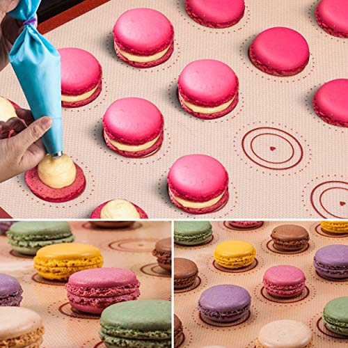 Angadona 8541892270 Macaron Silicone Baking Mats Kit (16Pcs Set) Macaroon Baking Mat Set Of 2 Half Sheet Macaron Silicone Mat Nonstick Macaron Mat Sheet,6 Piping Tip,2 Piping Bag thumb #7