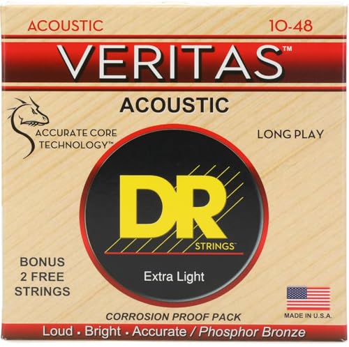 Cordes guitare acoustique DR String VTA-10 Veritas longue durée au son riche