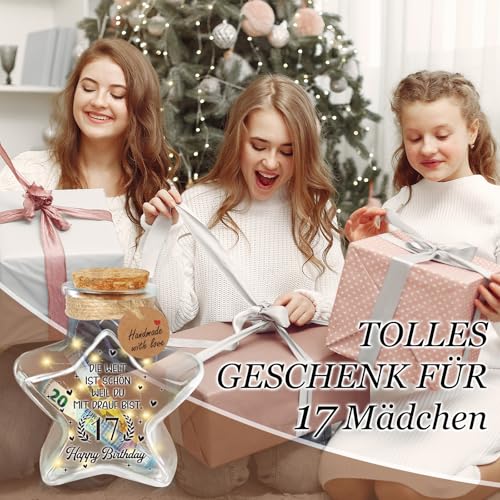 Giftota 17 Geburtstag Mädchen Junge, LED Flaschenlicht Sternform mit Korken, Geldgeschenke Geburtstag 17, Coole Geburtstag Tischdeko, Geschenkideen Geburtstagsgeschenk für Tochter, Sohn, Schwester