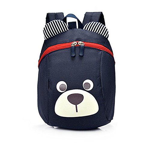 Preisvergleich Produktbild DafenQ 3D Mini Bär Babyrucksack Süß Kindergartenrucksack Kinder Rucksäcke Kleinkind Tagesrucksack mit Sicherheit Geschirre Zügel für Mädchen Jungen (Dunkel blau)
