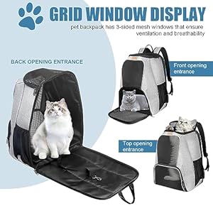   Pet-Backpack-for-Large-Cat-Small-Dog-Medium-cat-Suitable-for-up-to-20-lb-catDog-pet-Backpack-Travel-Hiking-Outdoor-Use-Breathable-Mesh-Pet-Outdoor-Backpack-Gray