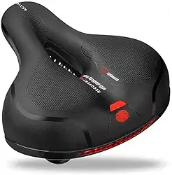 Selim de Bicicleta Largo com Amortecimento – Assento Ergonômico com Molas, Impermeável e com Faixa Refletiva – Para MTB, Speed, Urbana, Passeio e Spinning – Genérico
