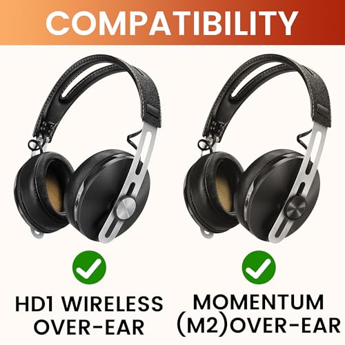 Lukvcoe Earpads para Sennheiser Momentum 2.0 (M2)/HD1, Cuero de Proteína, Espuma de Memoria de Alta Densidad, Aislamiento de Ruido, Mejorado de Graves, Restauración de Sonido, Instalación Rápida, Ergonómico, Color Negro miniatura 2