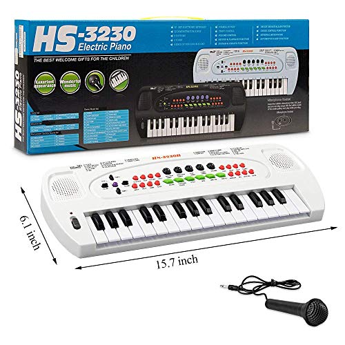 aPerfectLife Kids Piano Keyboard, 32 Keys Multifunction Electronic Kids Keyboard Piano Music Instrument for Toddler with Microphone (White) - Thumbnail 7