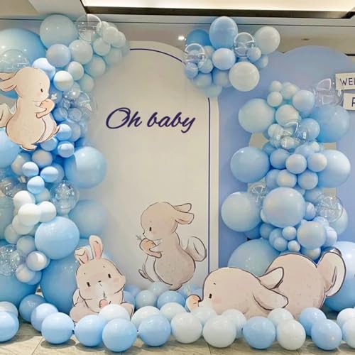 Image of Pastel Blue Latex Balloons 100 Pack 12 inch Light Blue Party Balloons Round Helium Baby Blue Balloons for Baby Shower Boys Birthday Gender Reveal Party Decoration