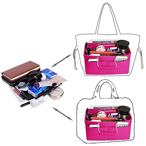 Ztujo Purse Organizer, Multi-Pocket Felt Handbag Organizer, Purse Organizer Insert With Handles, Medium, Large, X-Large (Medium, Rose) #TOP3