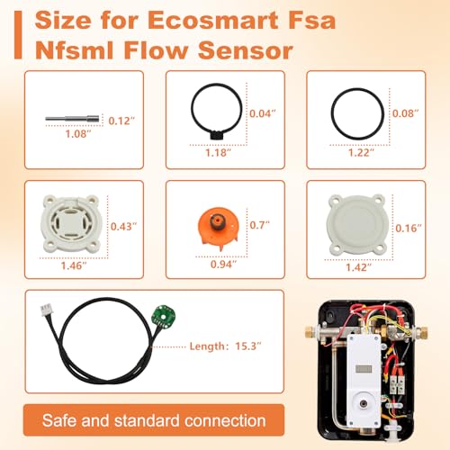Fsa Nfsml Flow Sensor Replacement for EcoSmart, Tankless Electric Water Heaters Flow Sensor Fit for ECO 8 and ECO 11