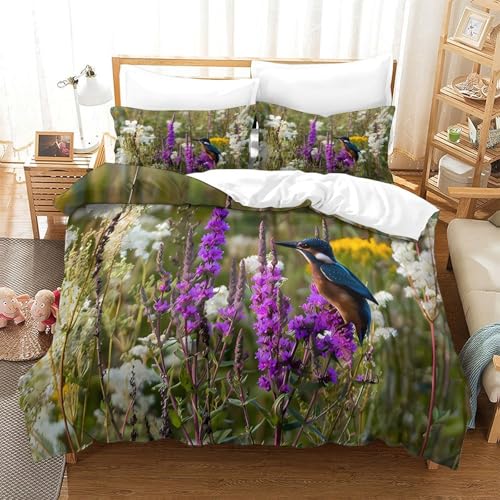 Housse de couette 220x240 cerise imprimée 3D en microfibre résistante King - 3