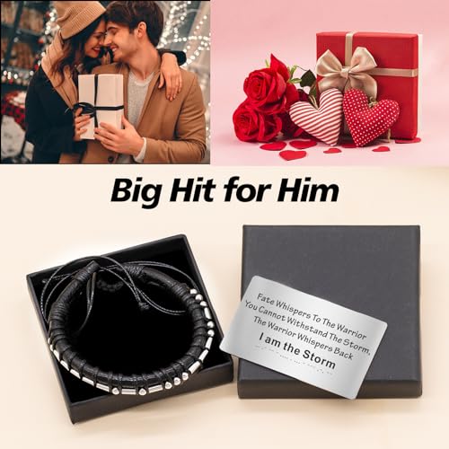 Pulsera de cuero trenzado I am the Storm para hombres miniatura 3