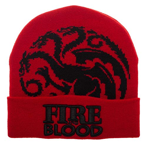 Game of Thrones House Targaryen Fire and Blood Red Winter Hat Mens Beanie