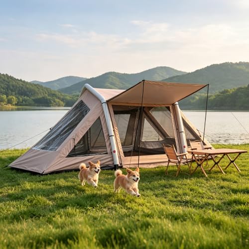 Carpa inflable para camping 4 personas, impermeable 4 estaciones miniatura 7