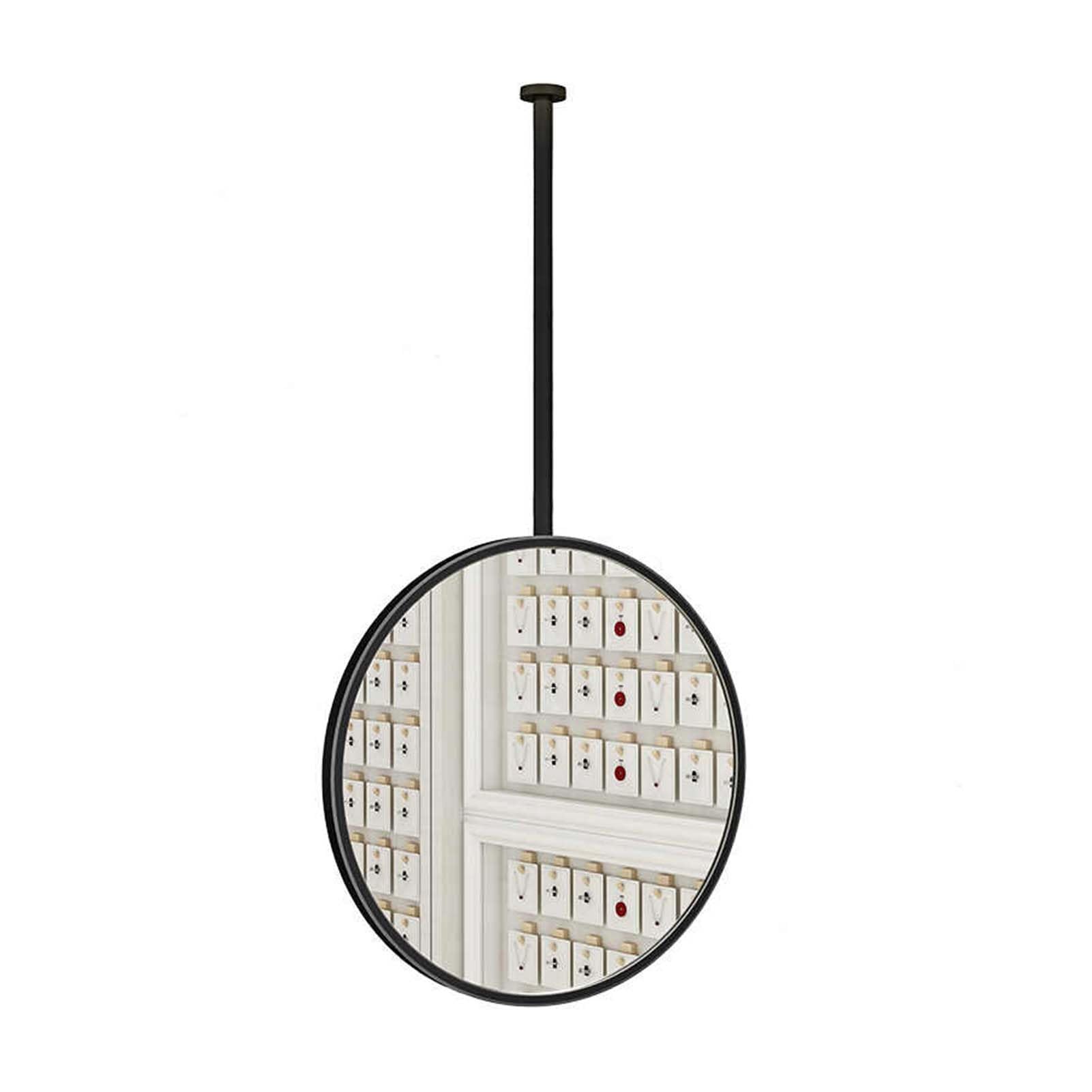 Okrągłe lustro ścienne, wiszące lustro dekoracyjne, metalowe lustro sufitowe, wiszące lustro łazienkowe HD, lustra do makijażu, do łazienki i golenia (wysięgnik można dostosować) (czarne, 60