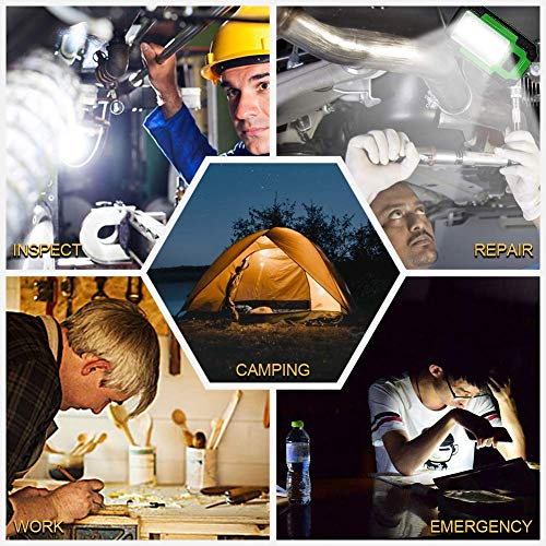 WARSUN Portable LED Rechargeable Work Light,Magnetic Base & Hanging Hook, 30W 1200Lumens Super Bright, 5000K, for Car Repairing, Camping, Hiking, Backpacking, Fishing, Hurricane, GREEN