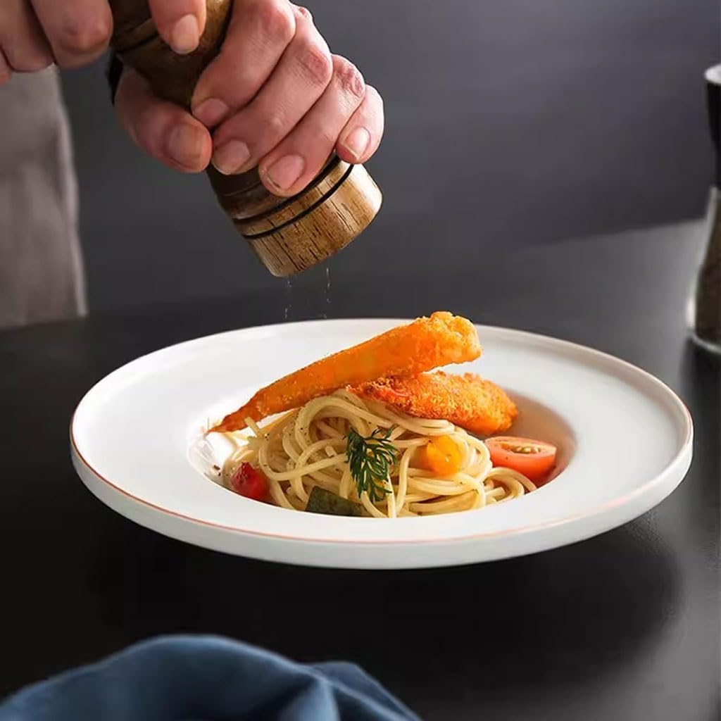 Forniture Per Feste Piatto di pasta verde chiaro con bocca poco profonda, ristorante in ceramica, spaghetti, cibo occidentale, piatto rotondo rotondo con zuppa di zucca e crema Piatti Della Festa ( Co