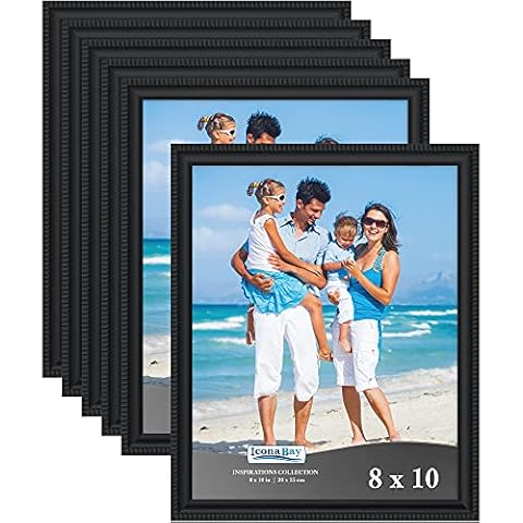 Icona Bay 8x10 Picture Frames (Black, 6 Pack), Beautifully Detailed Molding, Contemporary Picture Frame Set, Wall Mount or Table Top, Inspirations Collection Cover