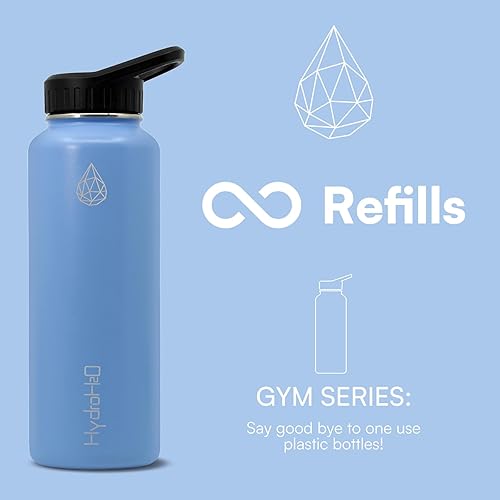 Miniatura 3 de HYDRO H2O Botellas de agua de acero inoxidable para gimnasio de 37 onzas botella de agua de viaje aislada al vacío termo deportivo de acero