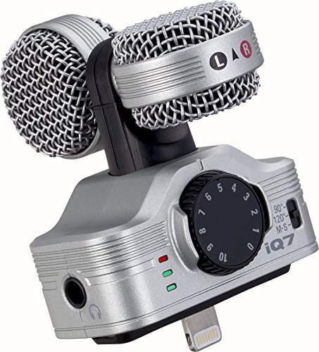 Zoom iQ7 Stereo Mid-Side Microphone for iPhone/iPad, Rotatable Capsule for Alignment with iOS