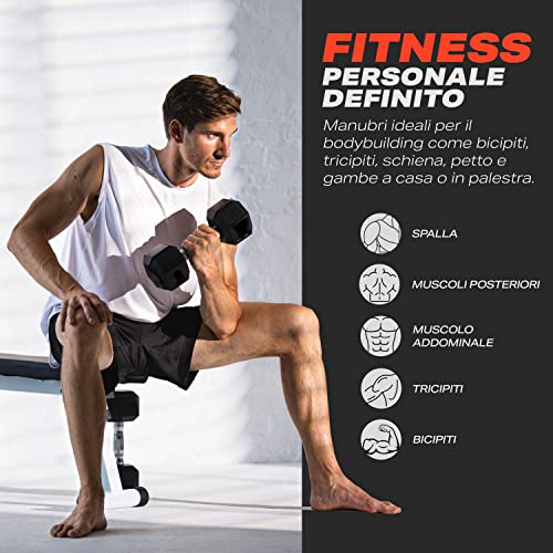 POWRX Manubri Pesi esagonali gommati 20 kg Set (2