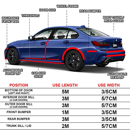 Eohmak Automotive Door Entry Guard Car Door Sill Protector Anti-Collision Strip Rubber Waterproof Protection Strip For Most Car (3M Length, 7Cm Width, Blue) #TOP6