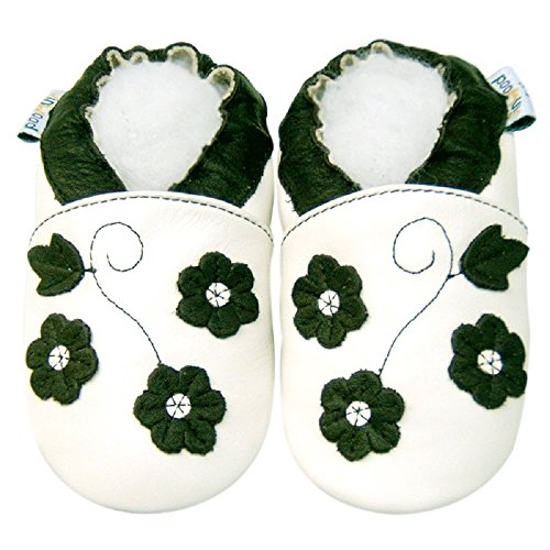Leather Baby Soft Sole Shoes Boy Girl Infant Children Kid Toddler Crib First Walk Gift Flower Black (0-6month, Black)