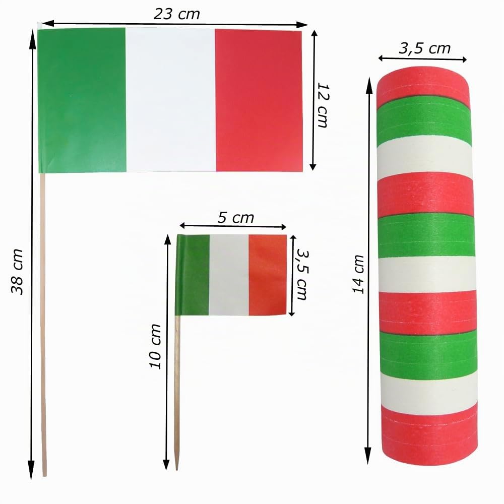 Italien Deko Set groß – Partydeko Italien Flagge mit Girlanden, Rosette, Fahnenkette, Luftballons, Lampion, Bella Italia Buchstabenkette, Tischdeko, Fähnchen & Luftschlangen