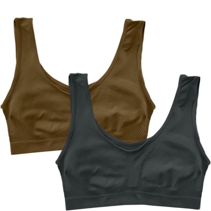 Image of Pack of 2 Seamless Air Bra: Stretchable, Non-Padded, Non-Wired Sports Bra for Women