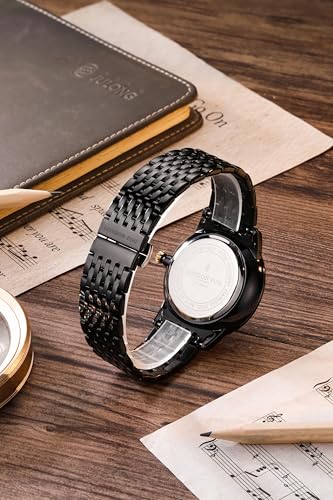 Image of London Fog Baker Collection Analog Quartz Watch for Men, Round World Map Dial with Month Markers & Crystal Accents, Luminous Hands, Stainless Steel Strap - LFM10009