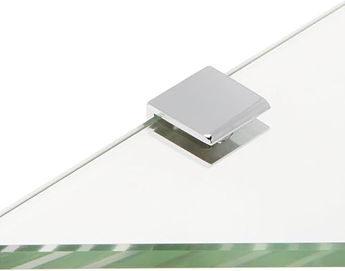 Miniatura 2 de Spancraft Glass SQ6TR-CR - Estante de ducha de vidrio triangular con abrazadera cuadrada, soporte cromado, 6 pulgadas