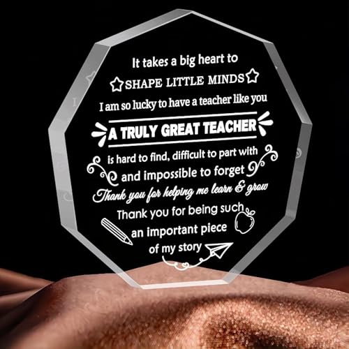Image of DIGI ARTS Hexagonal Acrylic Crystal Keepsake Cherished Teacher Appreciation Gift for Birthdays, Retirement & Christmas | Perfect from Students