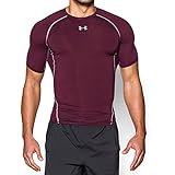 Under Armour Men's HeatGear Armour Short Sleeve Compression Shirt, Maroon/Steel, X-Large