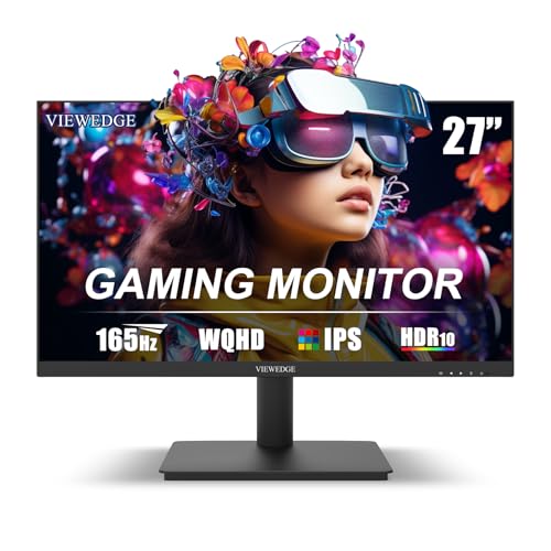 Image of Viewedge 27 Inch WQHD 2560 x 1440 PC Gaming Monitor, 165Hz /144hz 1ms IPS Computer Monitor with HDR, 120% sRGB Bluelight Filter,Wall Mounted and 2HDMI &1DP Port