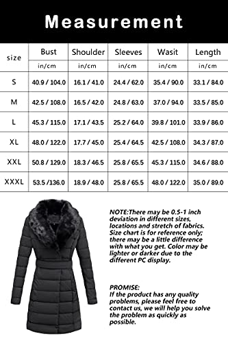 Bellivera Women Faux Leather Puffer Padded Jacket Bubble Sherpa-Lined Coat With Detachable Fur Collar 5527 Black L #TOP5
